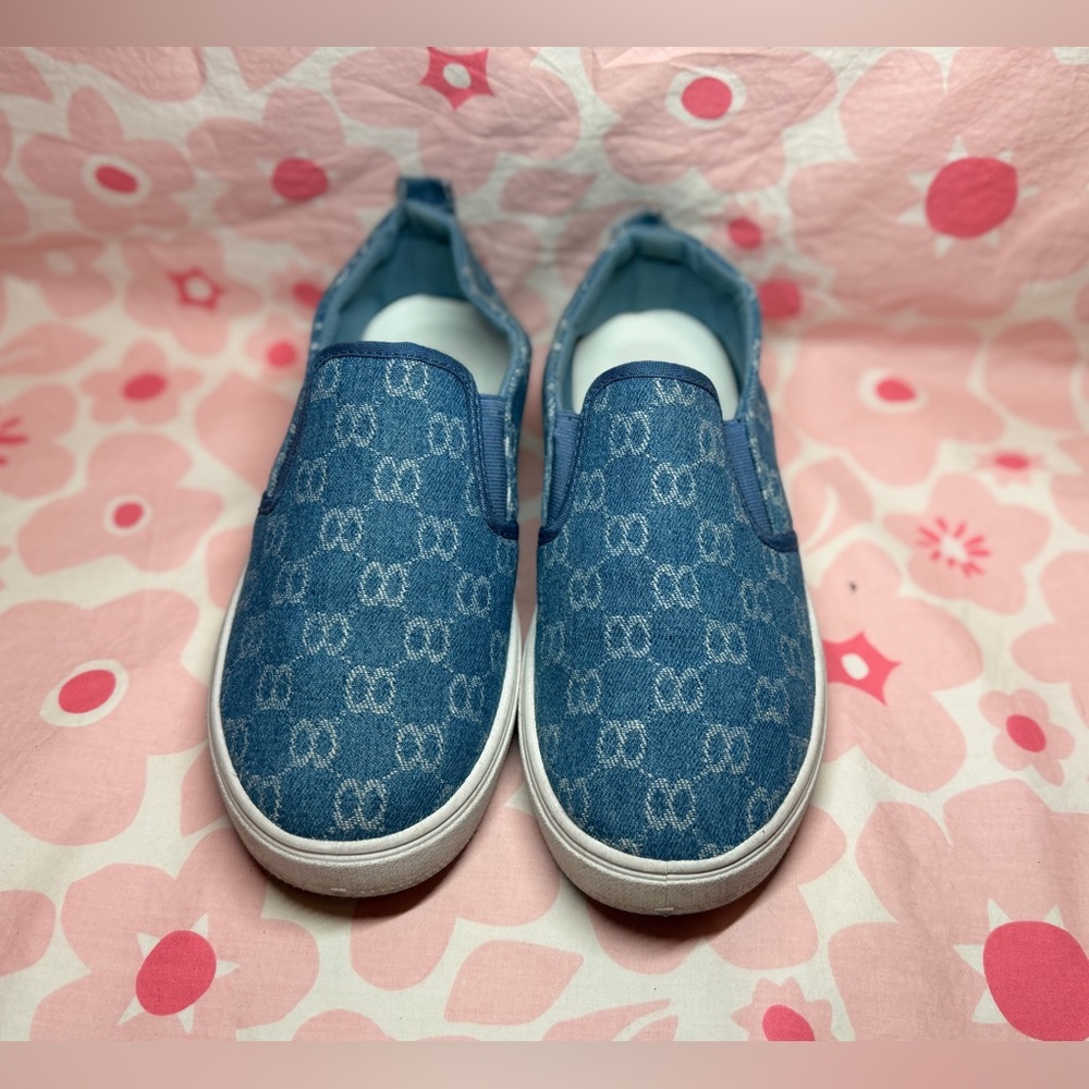 Denim Logo Slip-On Sneakers – Womens Size 6